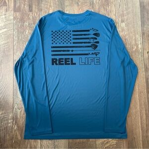 Reel Life Sun Defender Long Sleeve UV Fishing Shirt Blue X-Large